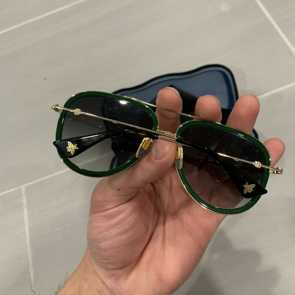 Gucci green/red aviator sunglasses - Picture 2 of 2